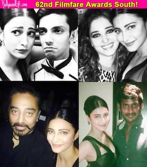62nd Filmfare Awards South: Shruti Haasan clicks selfies with daddy Kamal Haasan, Tamannaah Bhatia, Vishal and Anirudh Ravichander – View pics!