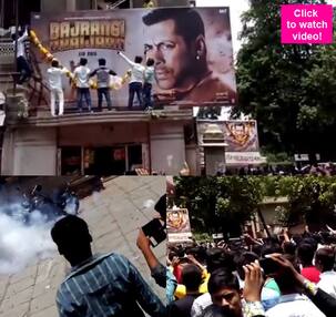 Salman Khan's Bajrangi Bhaijaan welcomed with garlands and fire crackers - watch video!