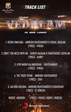 Anirudh unveils Ajith's Vedalam song list!