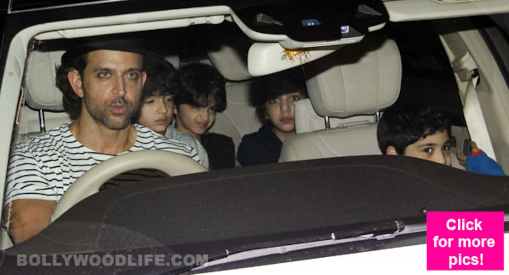 Hrithik Roshan takes his kids Hrehaan and Hridhaan out for a movie - view pics!