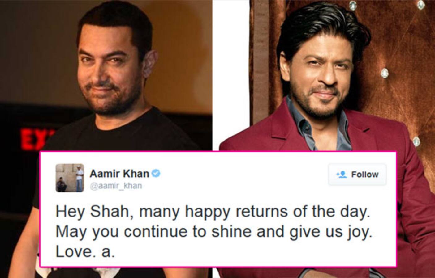 After Salman Khan Aamir Khan Wishes Shah Rukh Khan Love And Joy On His Birthday Bollywood 1242