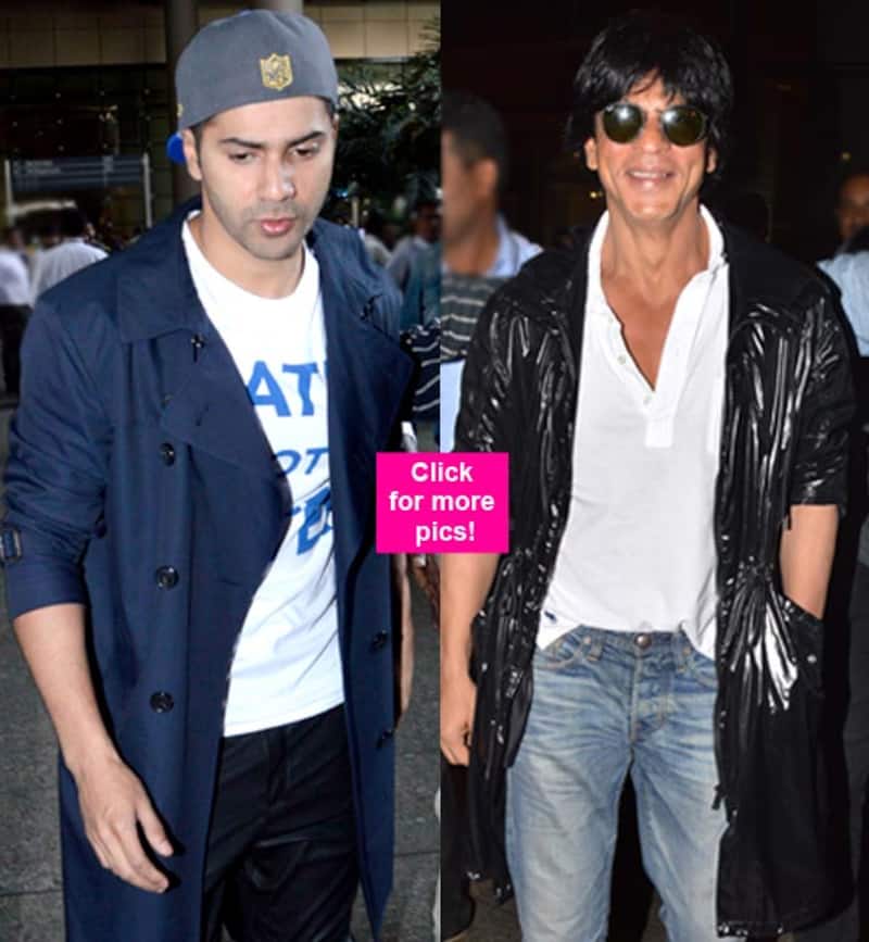 Dilwale's Shah Rukh Khan and Varun Dhawan bring back the trench coat fashion from London – view HQ pics!
