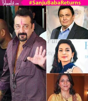 Rishi Kapoor, Priya Dutt, Juhi Chawla welcome Sanjay Dutt after his release from Yerwada jail!