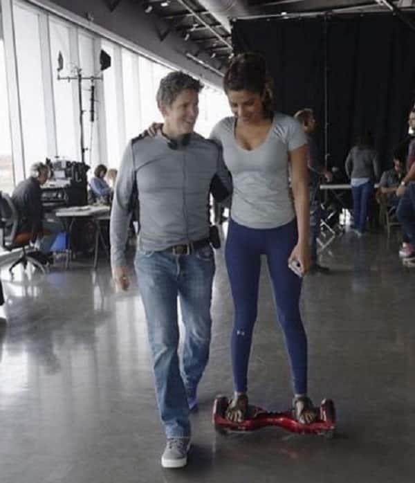 Priyanka Chopra and Quantico crew member on a IO hawk