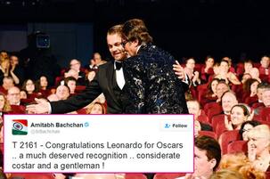 Amitabh Bachchan congratulated his The Great Gatsby co-star Leonardo DiCaprio for winning his first Oscar!
