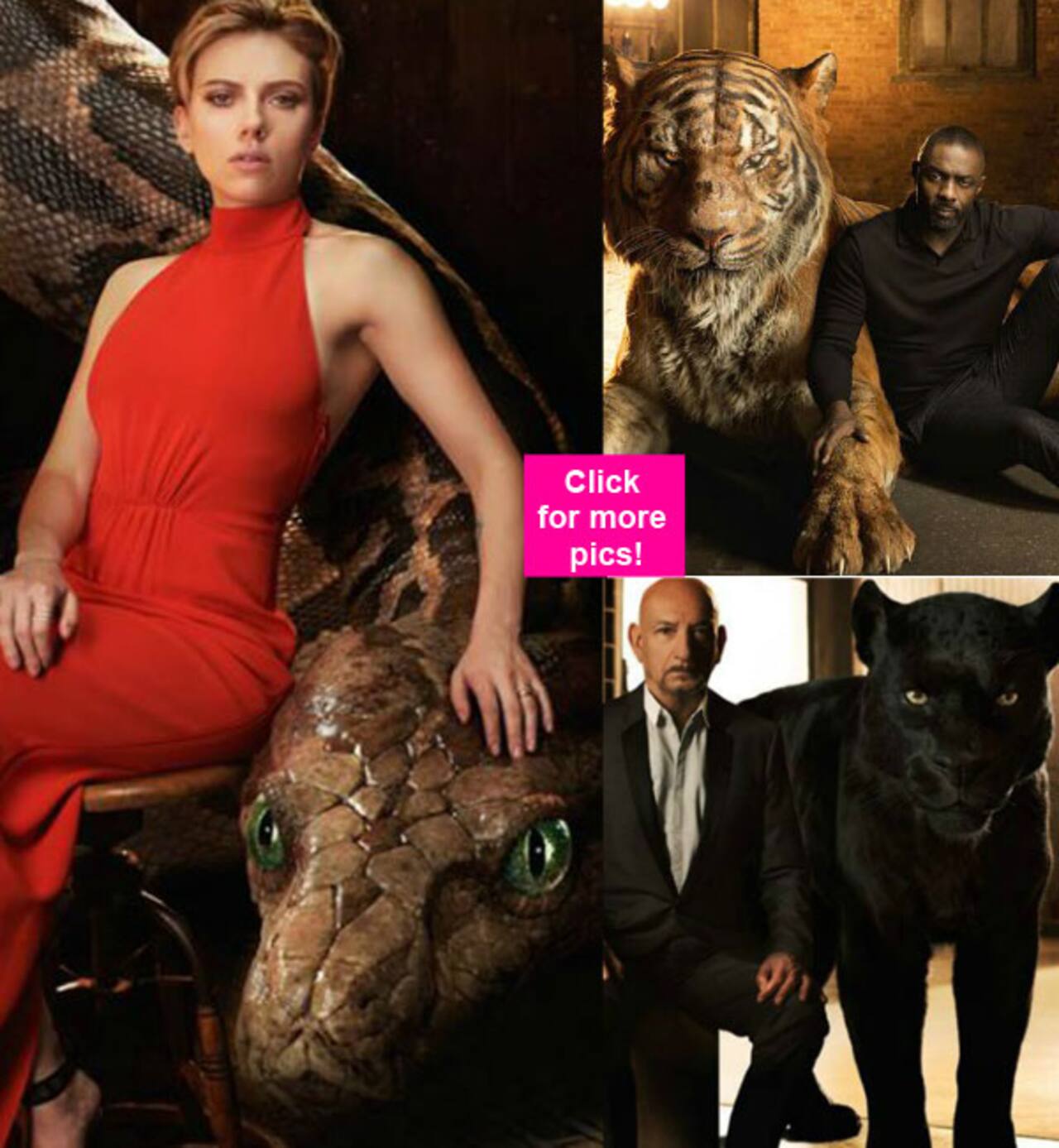 Scarlett Johansson, Ben Kingsley, Idris Elba posing with their CGI ...