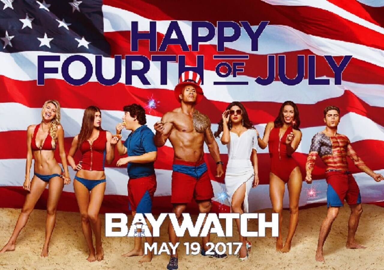 Finally! Priyanka Chopra appears on a Baywatch poster with Dwayne Johnson and Zac Efron