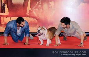 Varun Dhawan and John Abraham do pushups with their Dishoom buddy Bradman and it's adorable AF! View HQ pics