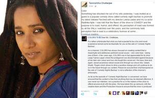Colors apologises to Tannishtha Chatterjee on Twitter for the Comedy Nights Bachao Tazaa fiasco!