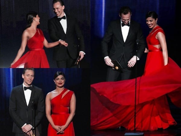 Tom Hiddleston dan Priyanka Chopra terlihat bersenang-senang bersama di panggung Emmy Awards 2016. (Sumber: Bollywood Life)