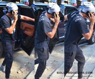 Ranbir Kapoor is in a rush but we wonder where is his Sanjay Dutt look? View HQ pics
