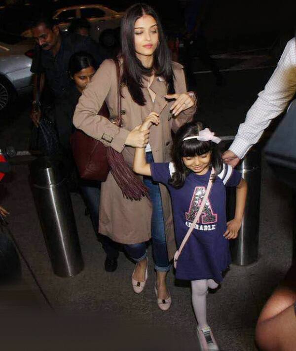 Bollywood: In Pics: Aishwarya Rai leaves for Delhi with daughter Aaradhya  to meet French President