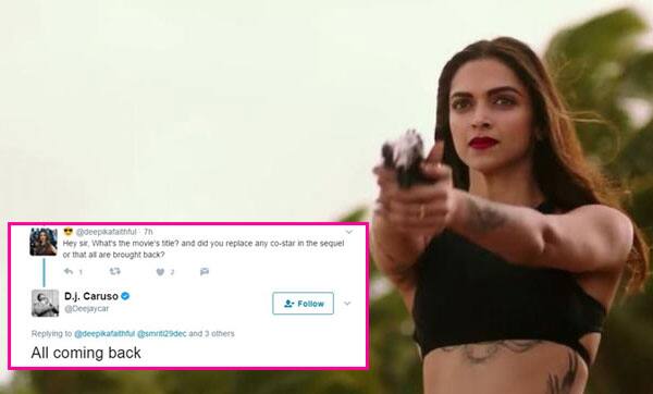 Deepika Padukone is a part of Vin Diesel s xXx 4 director DJ