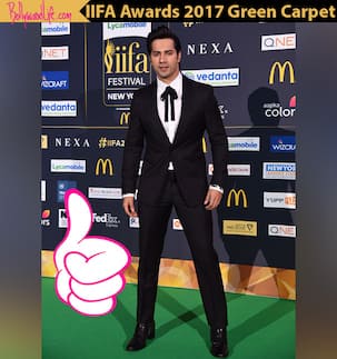 Varun Dhawan pulls off a tuxedo but with a dapper twist at the IIFA Awards 2017 green carpet- View Pics