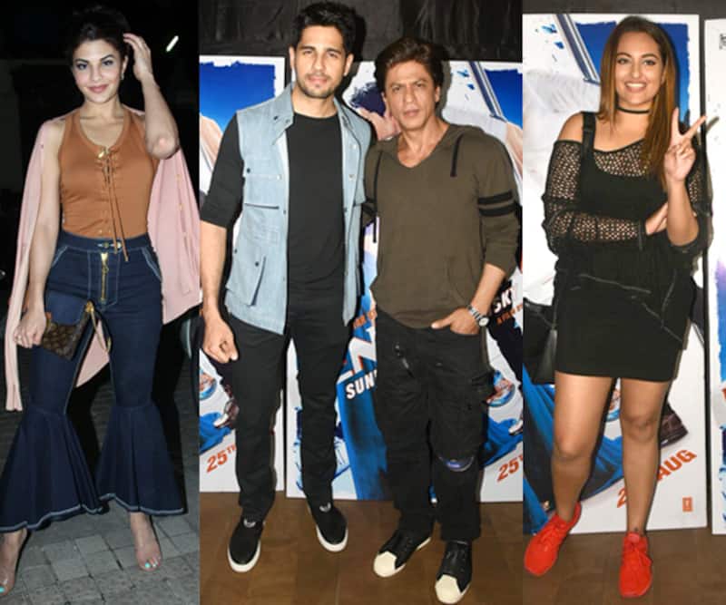 [Photos] A Gentleman screening: While Sidharth gets busy bonding with SRK; Jacqueline - Sonakshi glam up the movie night