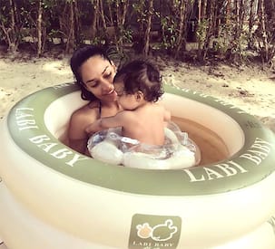 Lisa Haydon takes son Zack out for his first swim and it's adorable - view pic!
