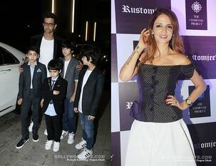 Hrithik Roshan and his sons turn up in their dapper best to support Sussanne Khan's new venture - view pics