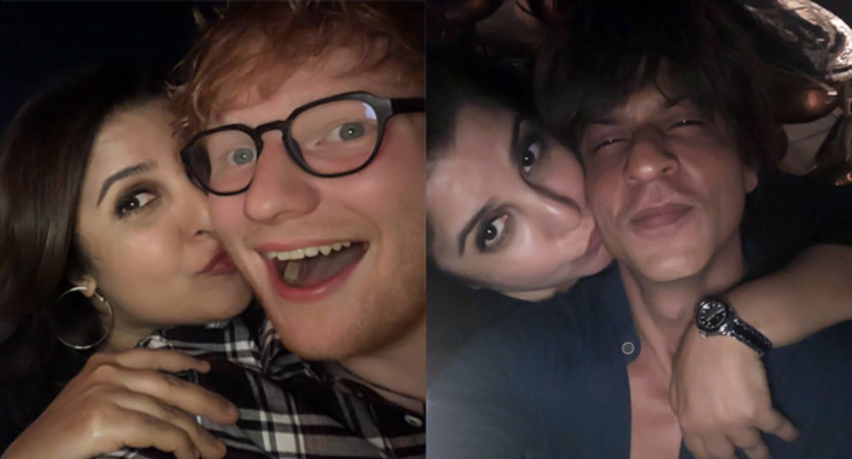 Ed Sheeran and 'handsome' Shah Rukh Khan get kissed by Farah Khan at