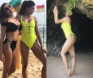 Jacqueline Fernandez is living the beach life in a fluorescent yellow monokini in Bali - view pics