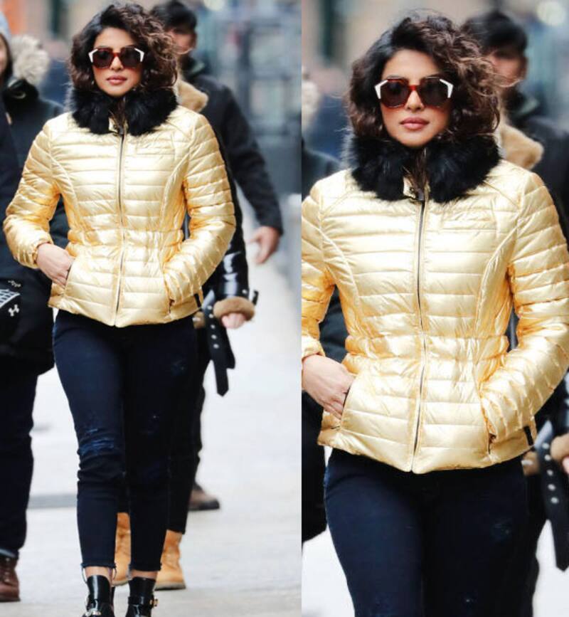 After Unflattering Ripped Jeans And Leather Jackets Priyanka Chopra Stuns In Metallic Gold 