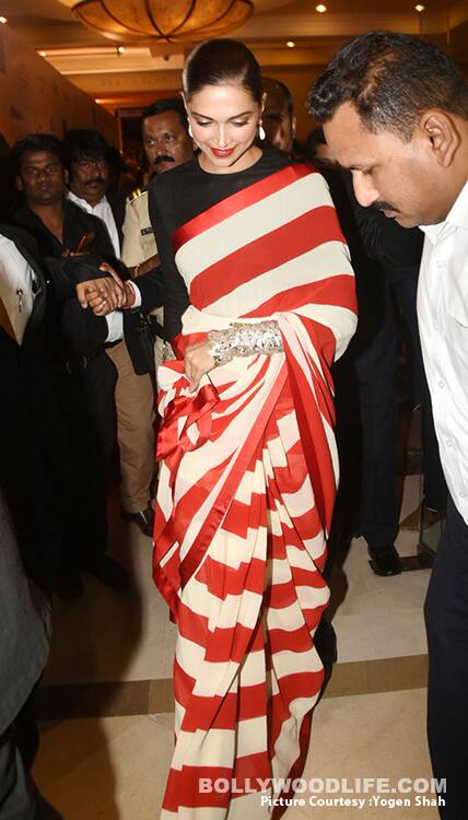 While Deepika Padukone's candy stripe saree leaves us stunned; it's her ...