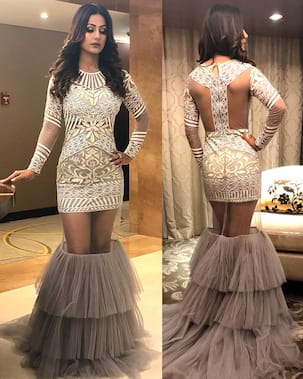 Hina Khan dons a fishtail dress for an event in Dubai, gets trolled on social media