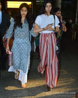 Janhvi Kapoor holds on to Khushi's arm tightly as they return from Chennai, post Sridevi's final prayer meet
