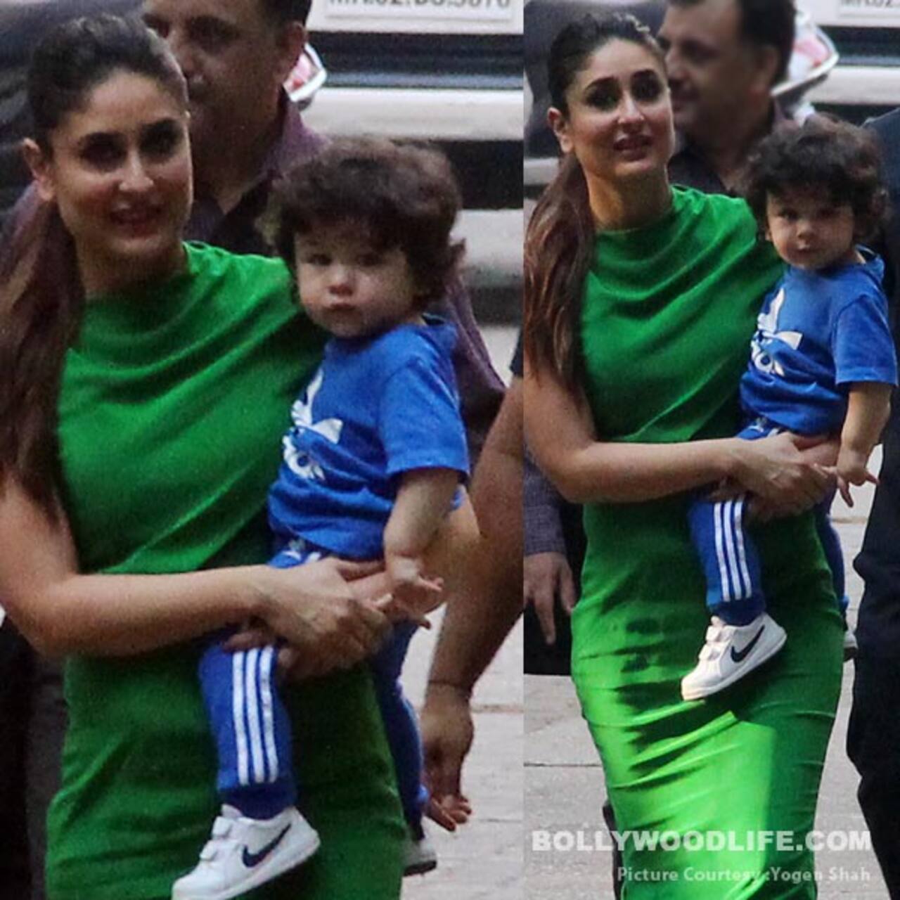 Taimur's sporty swag compliments mom Kareena's stylish avatar as the duo hit the sets together - view pics