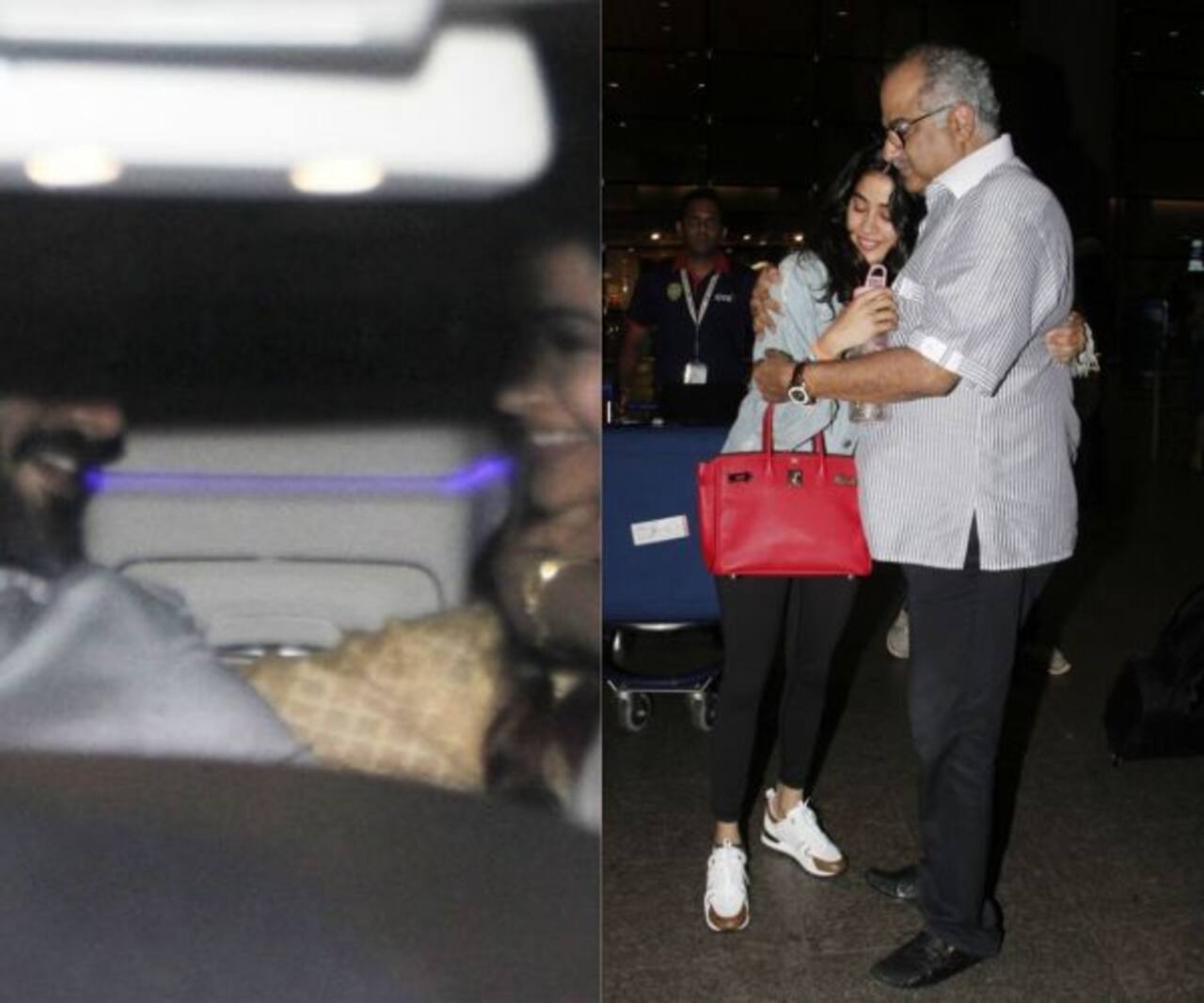 Sonam Kapoor and Boney Kapoor come to pick up their loved ones Anand Ahuja and Janhvi Kapoor, giving us some really adorable pics