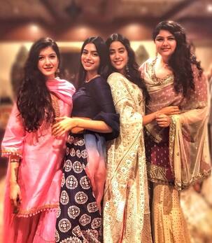 It's 'Sisters before Misters' for Janhvi, Anshula, Khushi and Shanaya Kapoor as they strike a pose at Sonam Kapoor's Mehendi ceremony