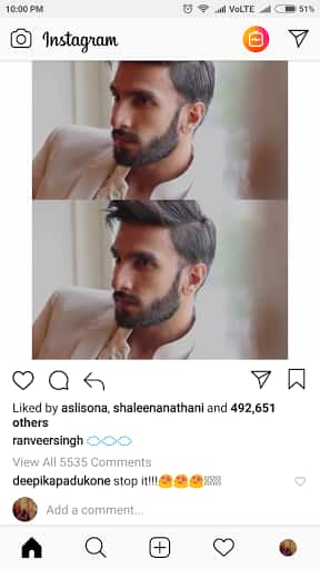 View pic] Ranveer Singh's post on Instagram makes Deepika Padukone say  'STOP IT' - Bollywood News & Gossip, Movie Reviews, Trailers & Videos at