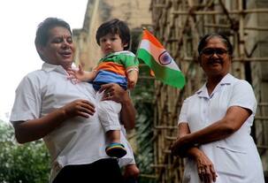 Independence Day gets cuter as Taimur Ali Khan celebrates this day by hoisting the tricolour flag - view pics