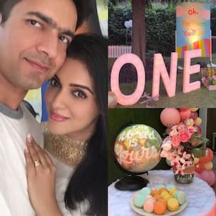 [PICS & VIDEO] Asin Thottumkal and Rahul Sharma's baby girl's 1st birthday bash was all about balloons and macaroons!