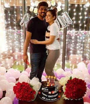 A personalised gourmet cake, red roses, fairy lights, and lots of balloons; here's how Nayanthara's birthday was made super special by hubby Vignesh Shivn