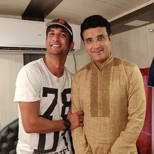 When Sushant Singh Rajput aka reel-life Dhoni met Sourav Ganguly - view pic