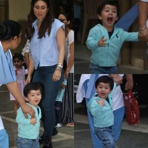 An excited Taimur runs towards his paparazzi friends as mom Kareena Kapoor Khan looks on in amusement – watch video