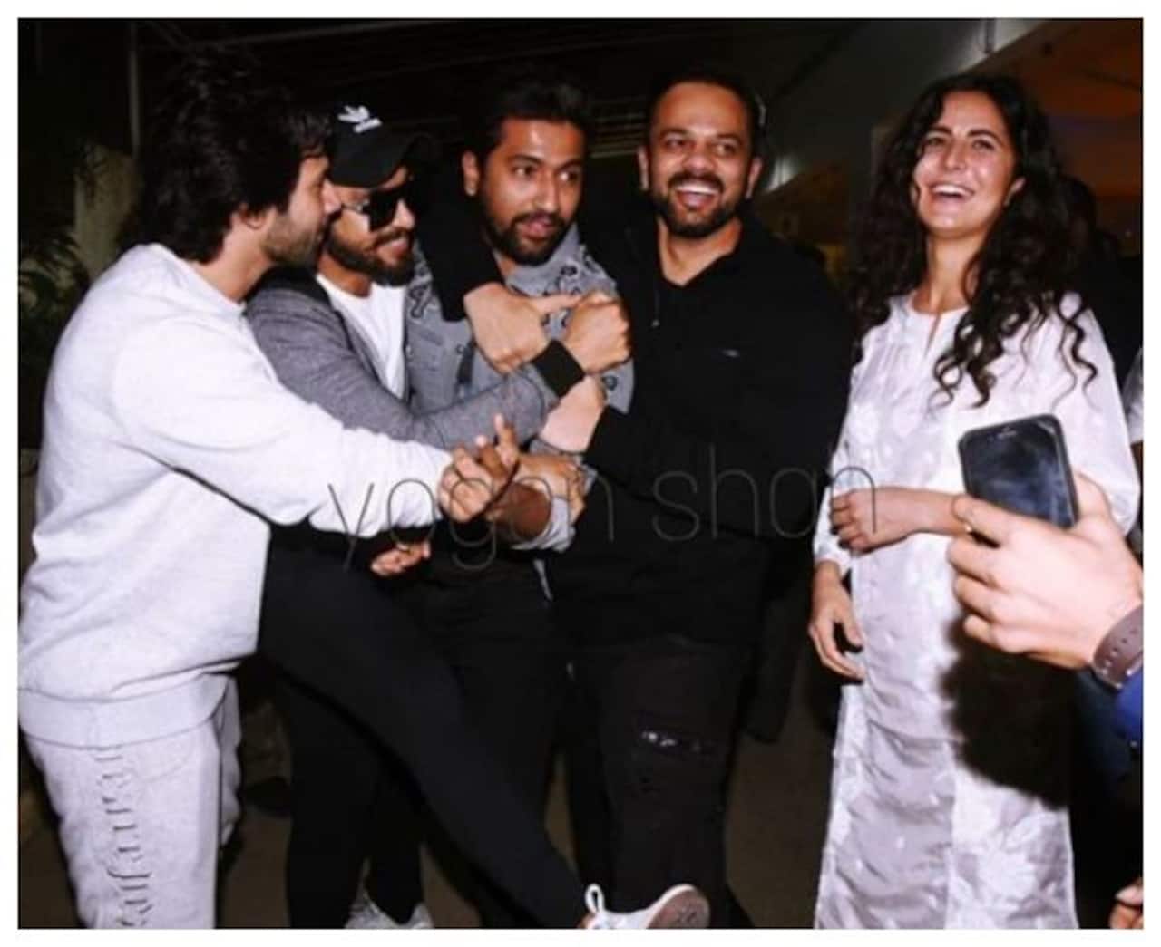 [Videos] Watch Ranveer Singh, Rohit Shetty, Varun Dhawan and Katrina Kaif CRUSH Vicky Kaushal in a bear hug at the Uri special screening!