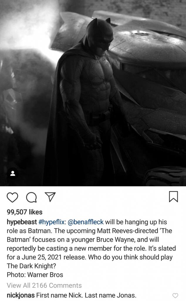 After Ben Afflecks Exit Nick Jonas To Play The Next Batman Bollywood News And Gossip Movie 