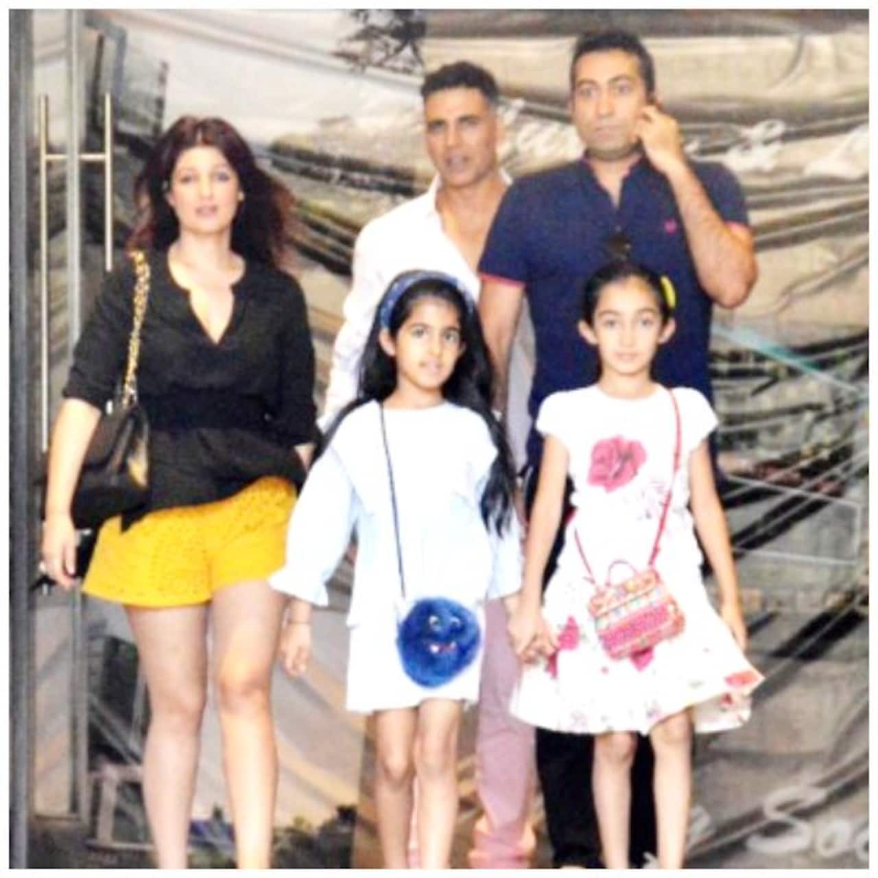 Family first! Akshay Kumar takes out wifey Twinkle and Nitara for lunch but we wonder where is Aarav? - view HQ pics