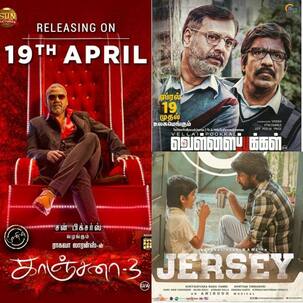 South Movie releases this week: Jersey, Vellai Pookal and Kanchana 3