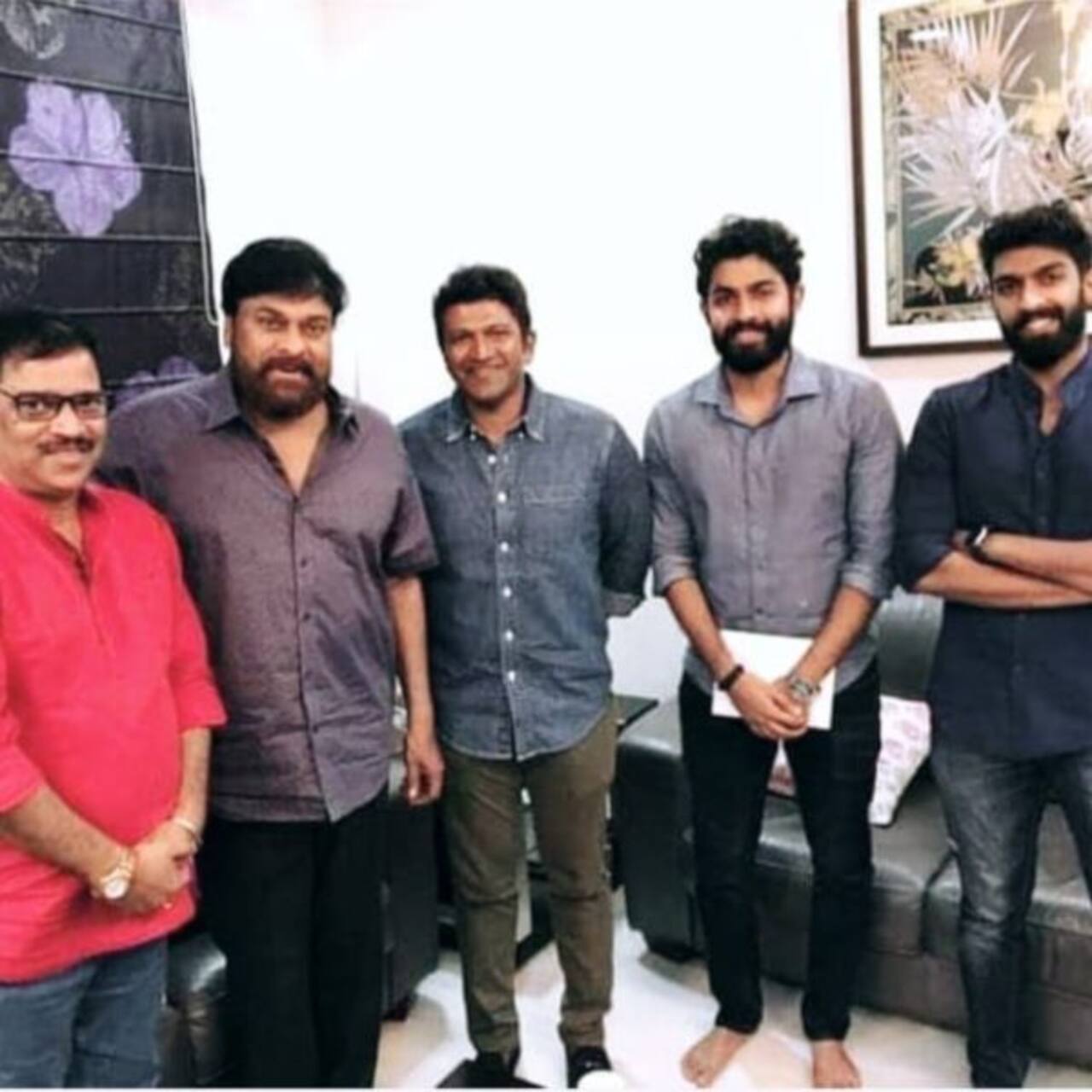 Kannada star Puneeth Rajkumar meets megastar Chiranjeevi and Ram Charan ...