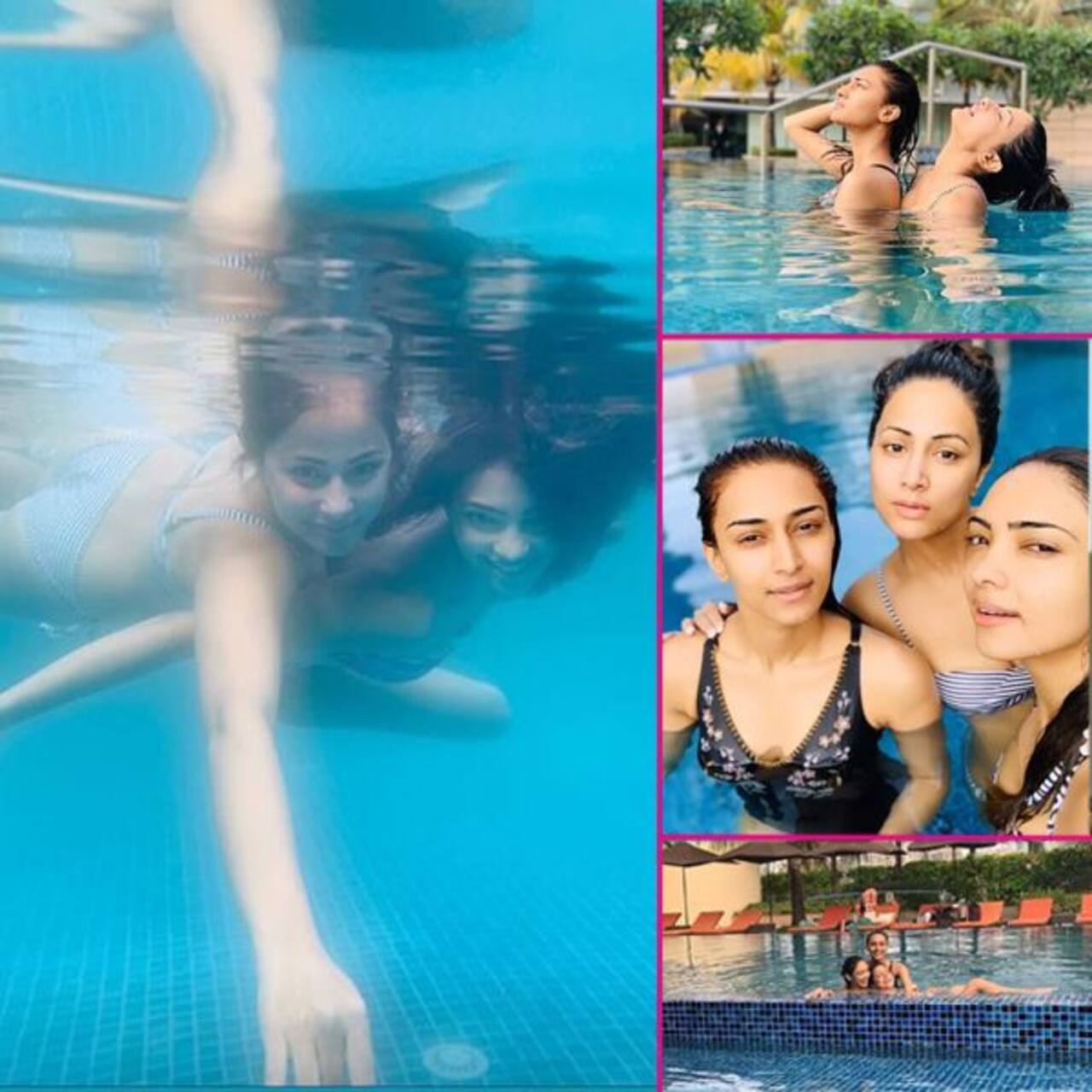 बिकिनी पहनकर स्वीमिंग पूल में उतरी हिना खान