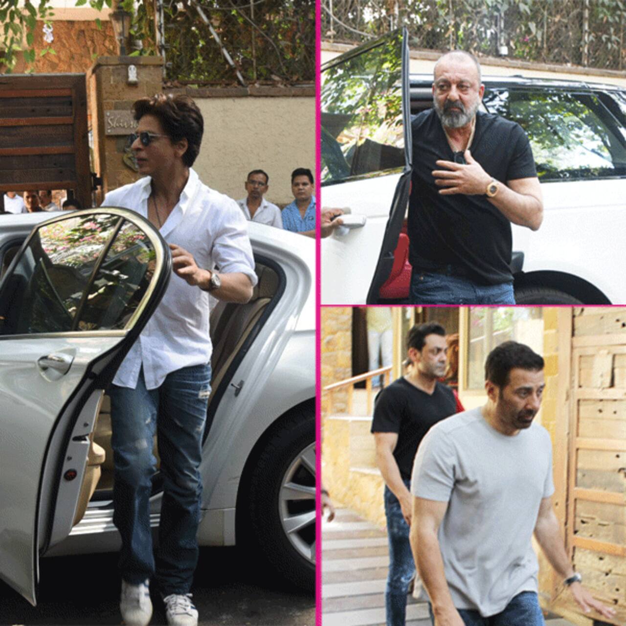 Shah Rukh Khan, Sanjay Dutt, Sunny Deol and others arrive at Ajay Devgn's residence to pay their last respects to Veeru Devgan