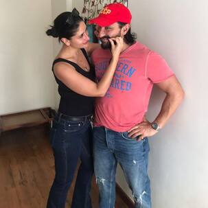 PDA Alert! Saif Ali Khan can't stop blushing as wifey Kareena Kapoor goofs around with his moustache