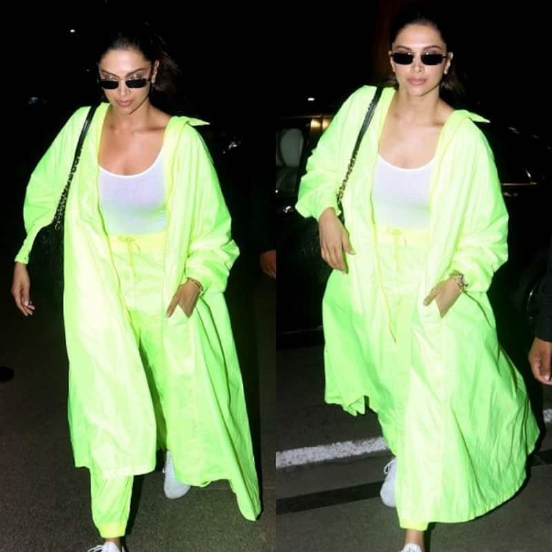 Deepika Padukone pulls off the neon outfit in style as she heads to London to join hubby Ranveer Singh - view HQ pics