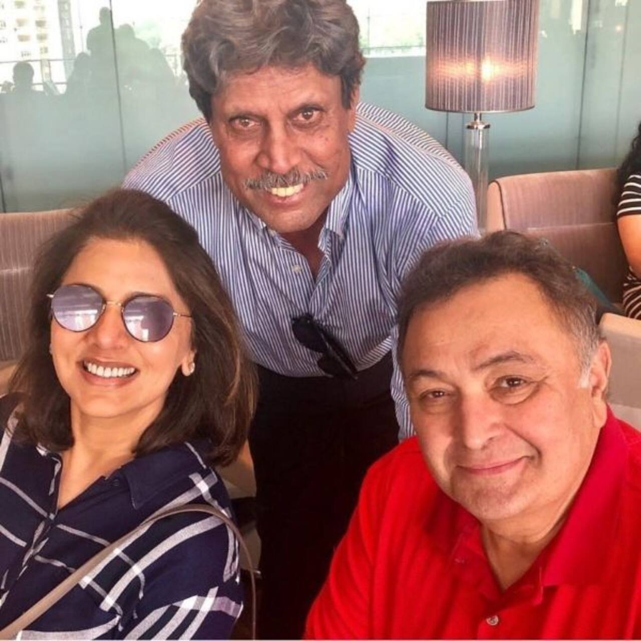 Rishi Kapoor and Neetu super charged after meeting former Indian cricketer Kapil Dev