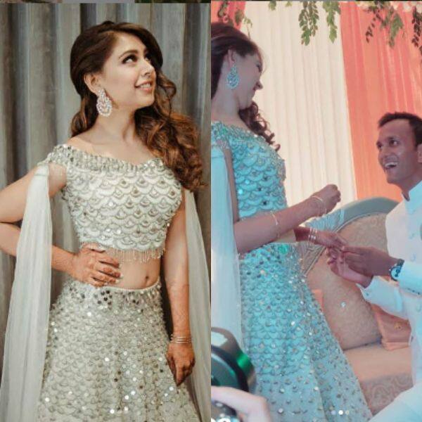 nititaylor got #engaged to her school time friend Parikshit Bawa last week.  Her #Engagement … | Indian bridal outfits, Designer dresses indian, Indian  bridal dress