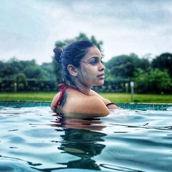 Sumona Chakravarti likes to relax in the swimming pool