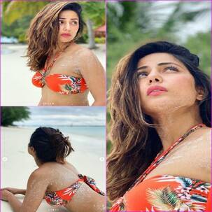 ऑरेंज कलर की बिकनी पहनकर Hina Khan ने समुंदर किनारे फ्लॉन्ट किया अपना बोल्ड फिगर, देखें ये लेटेस्ट तस्वीरें