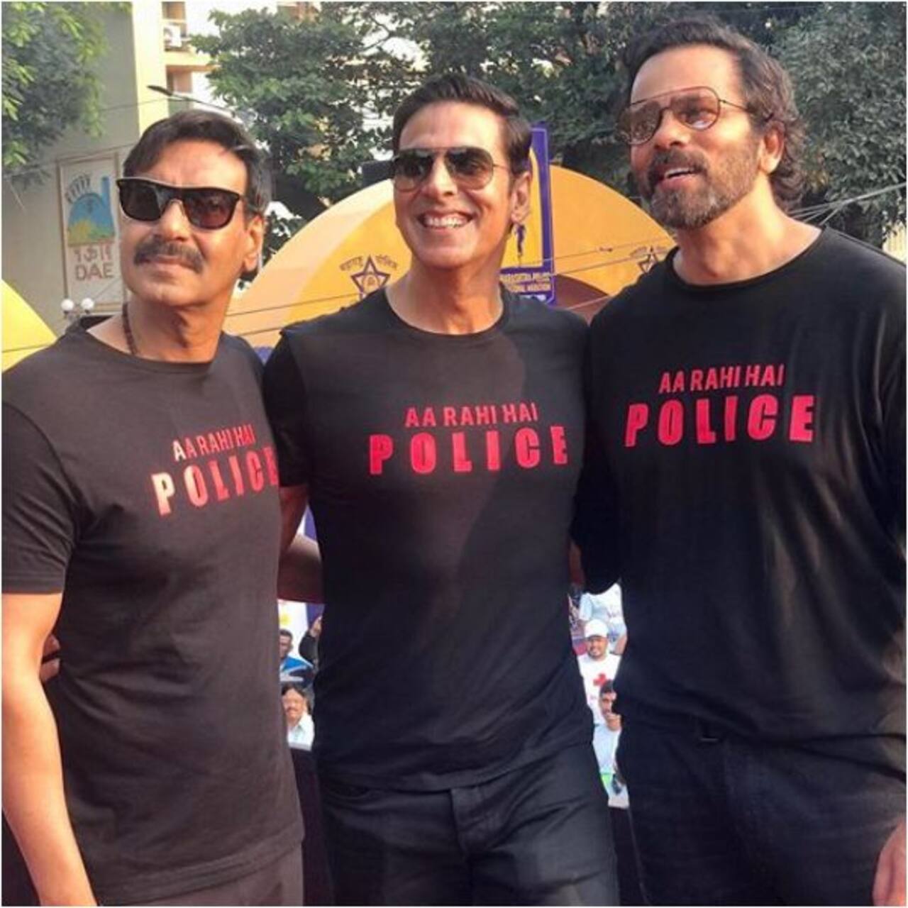 Akshay Kumar, Ajay Devgn and Rohit Shetty promote Sooryavanshi at the Mumbai Police Marathon